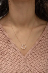 925 Ayar Rose Ayyıldız Kadın Gümüş Kolye thumbnail 3