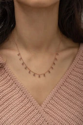 925 Ayar Sıralı Damla Zultanite Taşlı Kadın Gümüş Kolye thumbnail 3