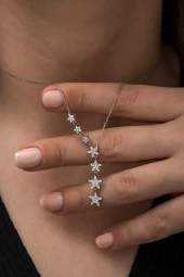 925 Ayar Samanyolu Yıldız Kolye Kadın Gümüş Kolye thumbnail 1