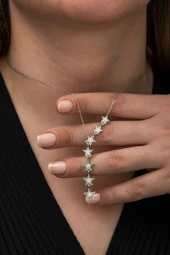 925 Ayar Samanyolu Yıldız Kolye Kadın Gümüş Kolye thumbnail 1