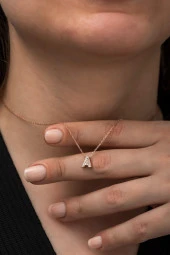 925 Ayar Harf Kolye 3 Boyutlu A Harfi Kadın Gümüş Kolye thumbnail 1