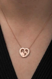 925 Ayar Anne Bebek Kalp Kolye Kadın Gümüş Kolye thumbnail 2