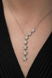 925 Ayar Samanyolu Yıldız Kolye Kadın Gümüş Kolye thumbnail 2