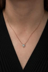 925 Ayar AquaMarin Taşlı Kalp Kolye Kadın Gümüş Kolye thumbnail 3