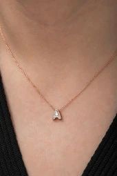 925 Ayar Harf Kolye 3 Boyutlu A Harfi Kadın Gümüş Kolye thumbnail 2