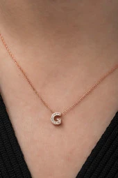 925 Ayar Harf Kolye 3 Boyutlu G Harfi Kadın Gümüş Kolye thumbnail 1