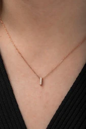 925 Ayar Harf Kolye 3 Boyutlu I Harfi Kadın Gümüş Kolye thumbnail 1