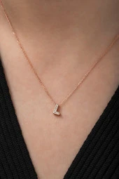 925 Ayar Harf Kolye 3 Boyutlu L Harfi Kadın Gümüş Kolye thumbnail 1