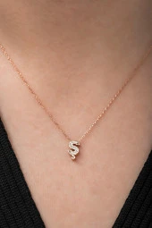 925 Ayar Harf Kolye 3 Boyutlu Ş Harfi Kadın Gümüş Kolye thumbnail 2