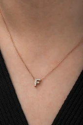 925 Ayar Harf Kolye 3 Boyutlu F Harfi Kadın Gümüş Kolye thumbnail 1