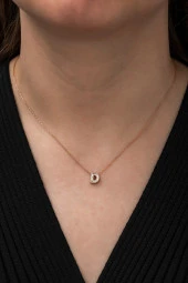 925 Ayar Harf Kolye 3 Boyutlu D Harfi Kadın Gümüş Kolye thumbnail 2