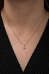 925 Ayar Harf Kolye 3 Boyutlu L Harfi Kadın Gümüş Kolye thumbnail 2