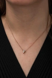 925 Ayar Harf Kolye 3 Boyutlu F Harfi Kadın Gümüş Kolye thumbnail 2