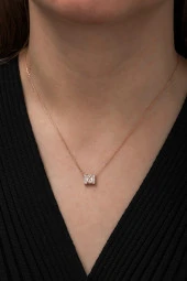 925 Ayar Harf Kolye 3 Boyutlu M Harfi Kadın Gümüş Kolye thumbnail 2