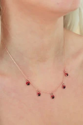 925 Ayar Uğur Böceği Şans Kolye Kadın Gümüş Kolye thumbnail 1