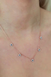 925 Ayar Yuvarlak Nazar Şans Kolye Kadın Gümüş Kolye thumbnail 2