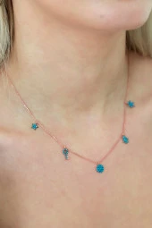 925 Ayar Turkuaz Taşlı Şans Kolye Kadın Gümüş Kolye thumbnail 2