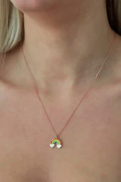 925 Ayar Mineli Gökkuşağı Kadın Gümüş Kolye thumbnail 2