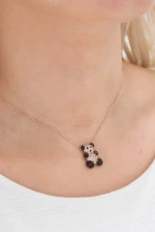 925 Ayar Panda Kolye Kadın Gümüş Kolye thumbnail 2