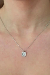 925 Ayar Baget Taşlı Tektaş Kolye Kadın Gümüş Kolye thumbnail 3