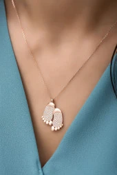 925 Ayar Gümüş Zirkon Taşlı Ayakizi Kolye thumbnail 1