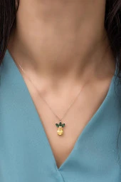 925 Ayar Gümüş Sitrin Taşlı Ananas Kolye thumbnail 1