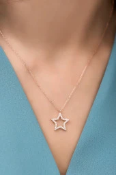 925 Ayar Gümüş Zirkon Taşlı Yıldız Kolye thumbnail 3