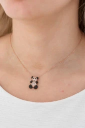 925 Ayar Panda Kolye Kadın Gümüş Kolye thumbnail 3