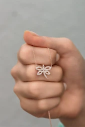 925 Ayar Gümüş Rose Zirkon Taşlı Yusufcuk Kolye thumbnail 1