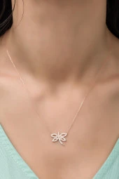 925 Ayar Gümüş Rose Zirkon Taşlı Yusufcuk Kolye thumbnail 2