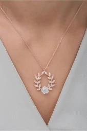 925 Ayar Gümüş Sarmaşık Manolya Çiçeği Kolye thumbnail 2