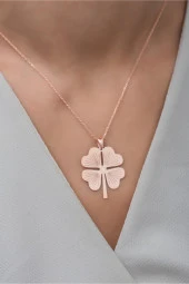 925 Ayar Gümüş Taşsız Sade Yonca Kolye thumbnail 3