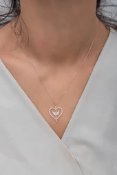 925 Ayar Gümüş Kalp İçinde Kanatlı Sonsuzluk Kolye thumbnail 2