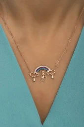 925 Ayar Gümüş Gökkuşağı Yağmur Bulutu Kolye thumbnail 2