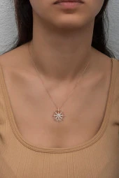 925 Ayar Gümüş Rose Kuzey Yıldızı Kolye thumbnail 1