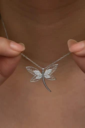 925 Ayar Gümüş Rodyum Kaplama Zirkon Taşlı Yusufcuk Kolye thumbnail 1