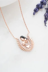 925 Ayar Gümüş Zirkon Taşlı Anne Bebek Tasarım Kolye thumbnail 1