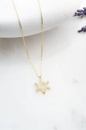 925 Ayar Gümüş Gold Altıgen Tasarım Kartanesi Model Kolye - 2