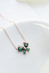 925 Ayar Gümüş Yeşil Zirkon Taşlı Yusufcuk Kolye thumbnail 3