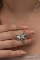 925 Ayar Gümüş Rodyum Kaplama Zirkon Taşlı Yusufcuk Kolye thumbnail 2