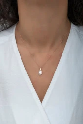 925 Ayar Gümüş Rose Baget Tektaş Kolye thumbnail 2