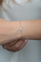 925 Ayar Gümüş Minik  Kelebek Kadın Gümüş Bileklik thumbnail 2