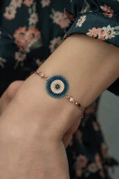 925 Ayar Nazar Kadın Gümüş Bileklik thumbnail 2