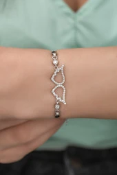 925 Ayar Gümüş Zirkon Taşlı Melek Kanadı Bileklik thumbnail 1