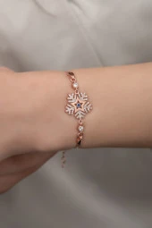 925 Ayar Gümüş Rose Zirkon Taşlı Kartanesi Bileklik thumbnail 2