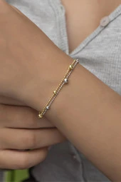 925 Ayar Dorika Toplu Çift Sıra Gümüş Bileklik thumbnail 1