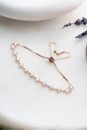 925 Ayar Gümüş Asansörlü Sıralı Zirkon Taşlı Bileklik thumbnail 2