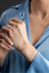 925 Ayar Gümüş Rodyum Kaplama Sıralı Baget Taşlı Şahmeran Bileklik - 2