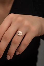 925 Ayar Gümüş Ayarlanabilir Zirkon Taşlı Rose Tasarım Yüzük - 1