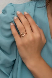 925 Ayar Ayarlanabilir Rose Sarılan Elller Gümüş Yüzük - 1